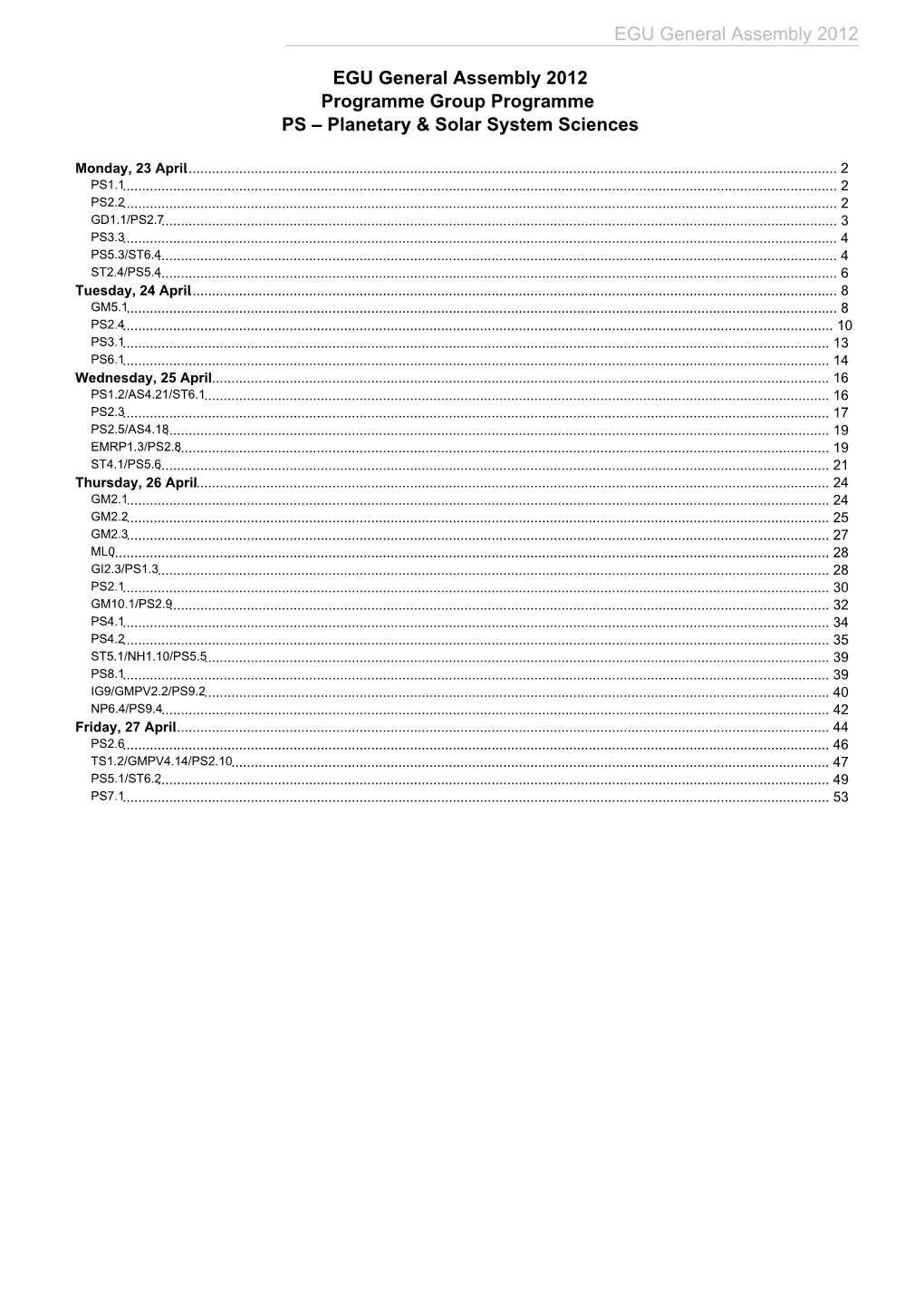 Planetary & Solar System Sciences