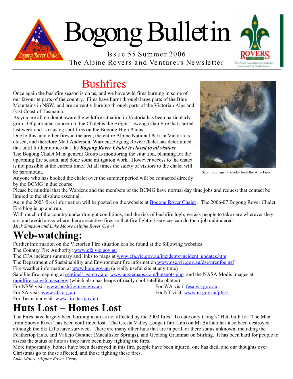 Bogong Bulletin Issue 55 Summer 2006 the Alpine Rovers and Venturers Newsletter