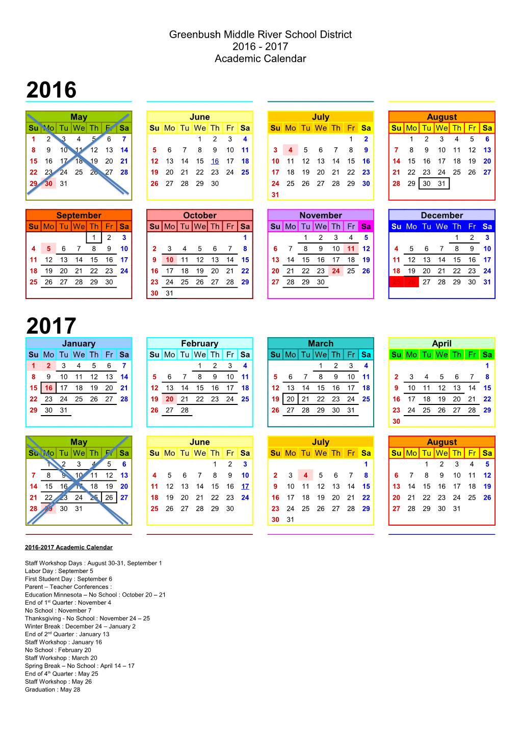 Two Year Calendar 2016/2017