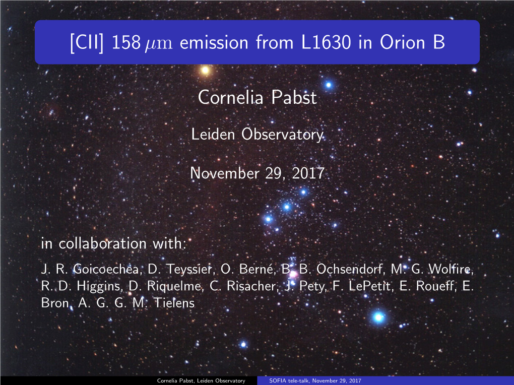 [CII] 158M Emission from L1630 in Orion B