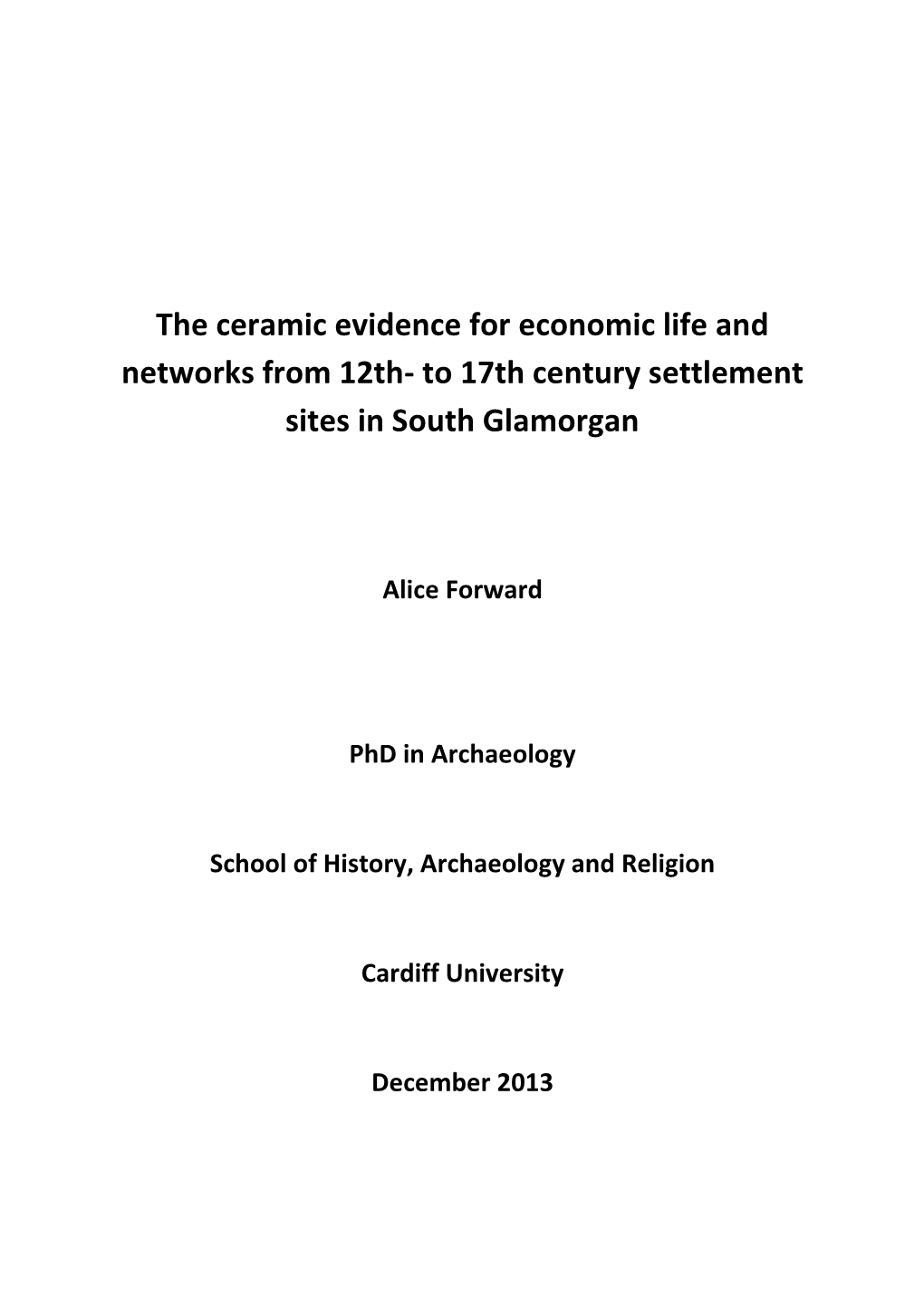 To 17Th Century Settlement Sites in South Glamorgan