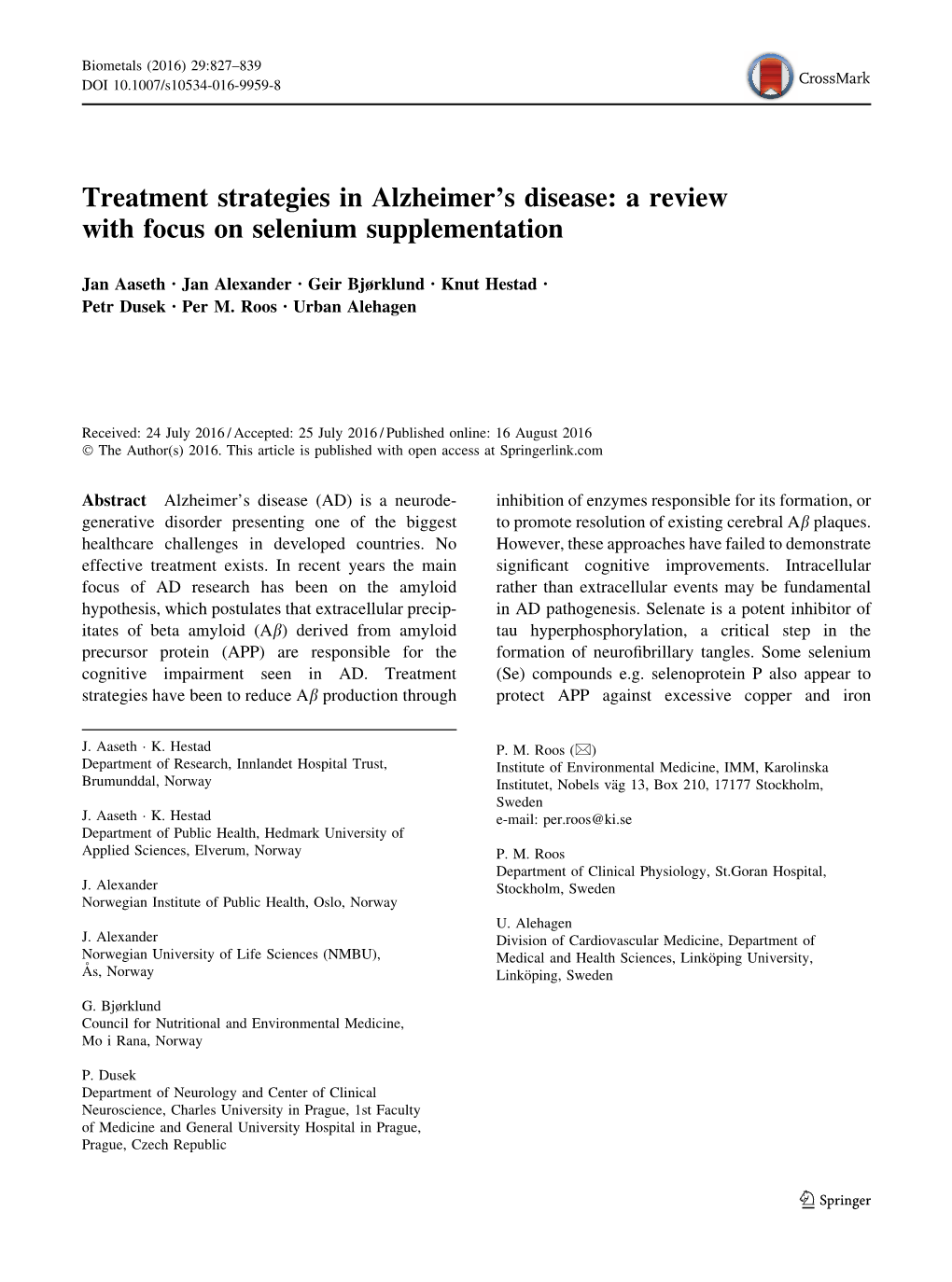 Treatment Strategies in Alzheimer's Disease: a Review with Focus On