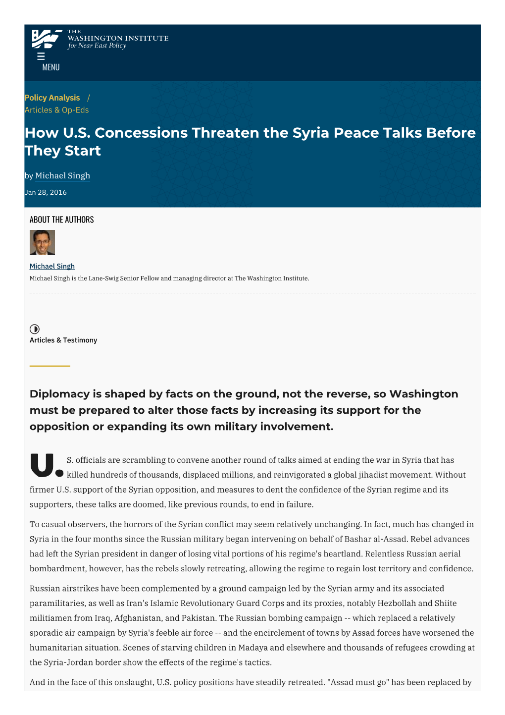 How US Concessions Threaten the Syria