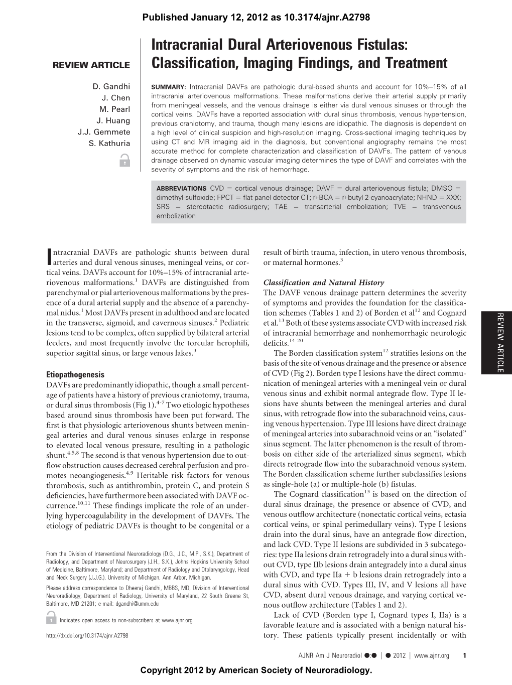 Intracranial Dural Arteriovenous Fistulas: Classification, Imaging Findings, and Treatment