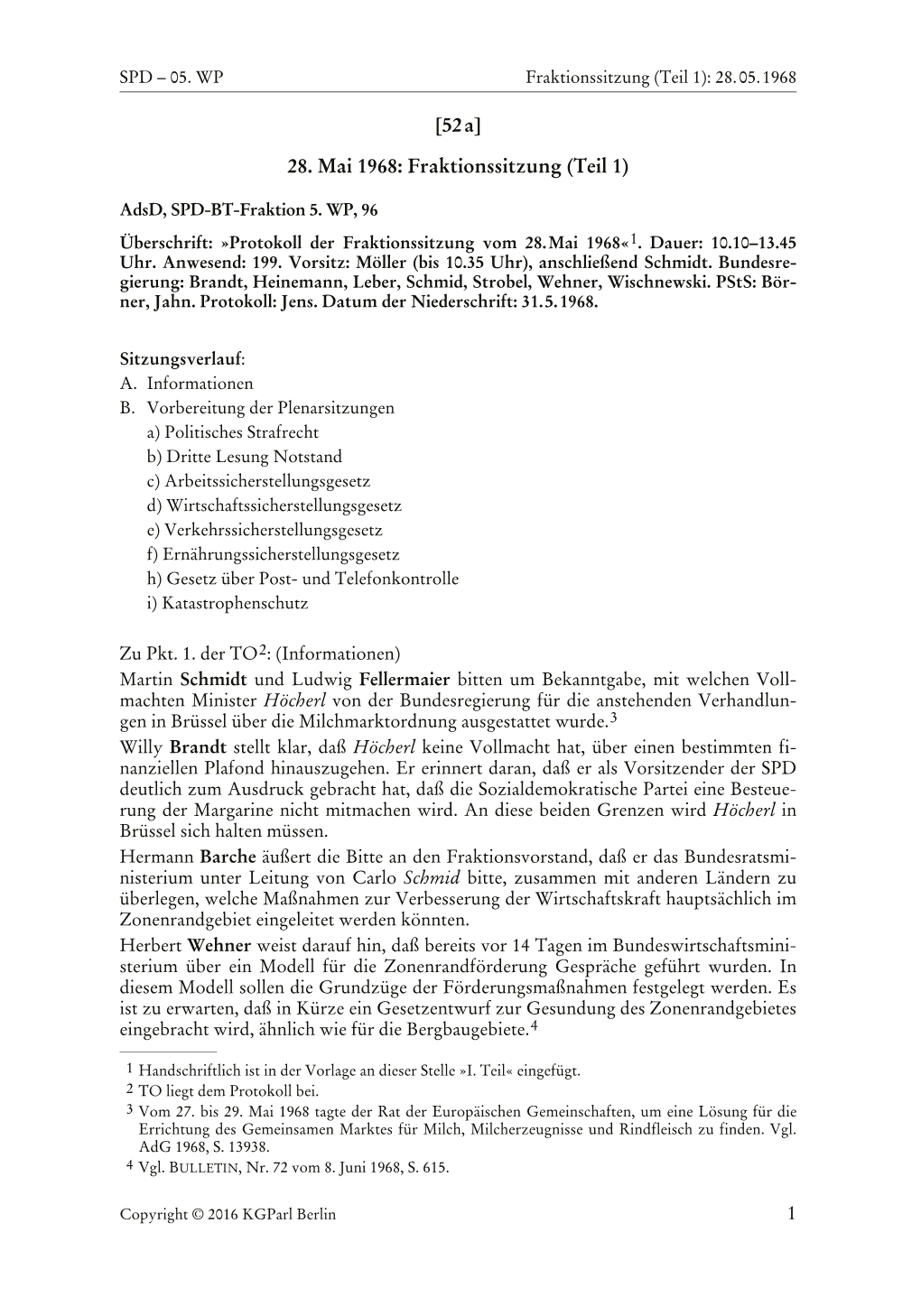 28. Mai 1968: Fraktionssitzung (Teil 1)