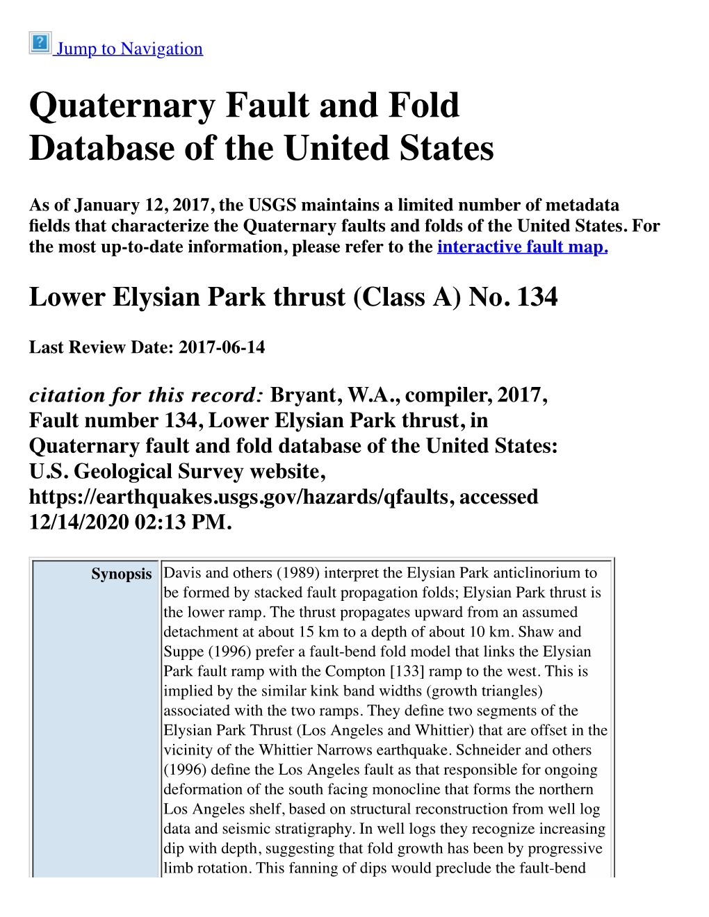 Quaternary Fault and Fold Database of the United States