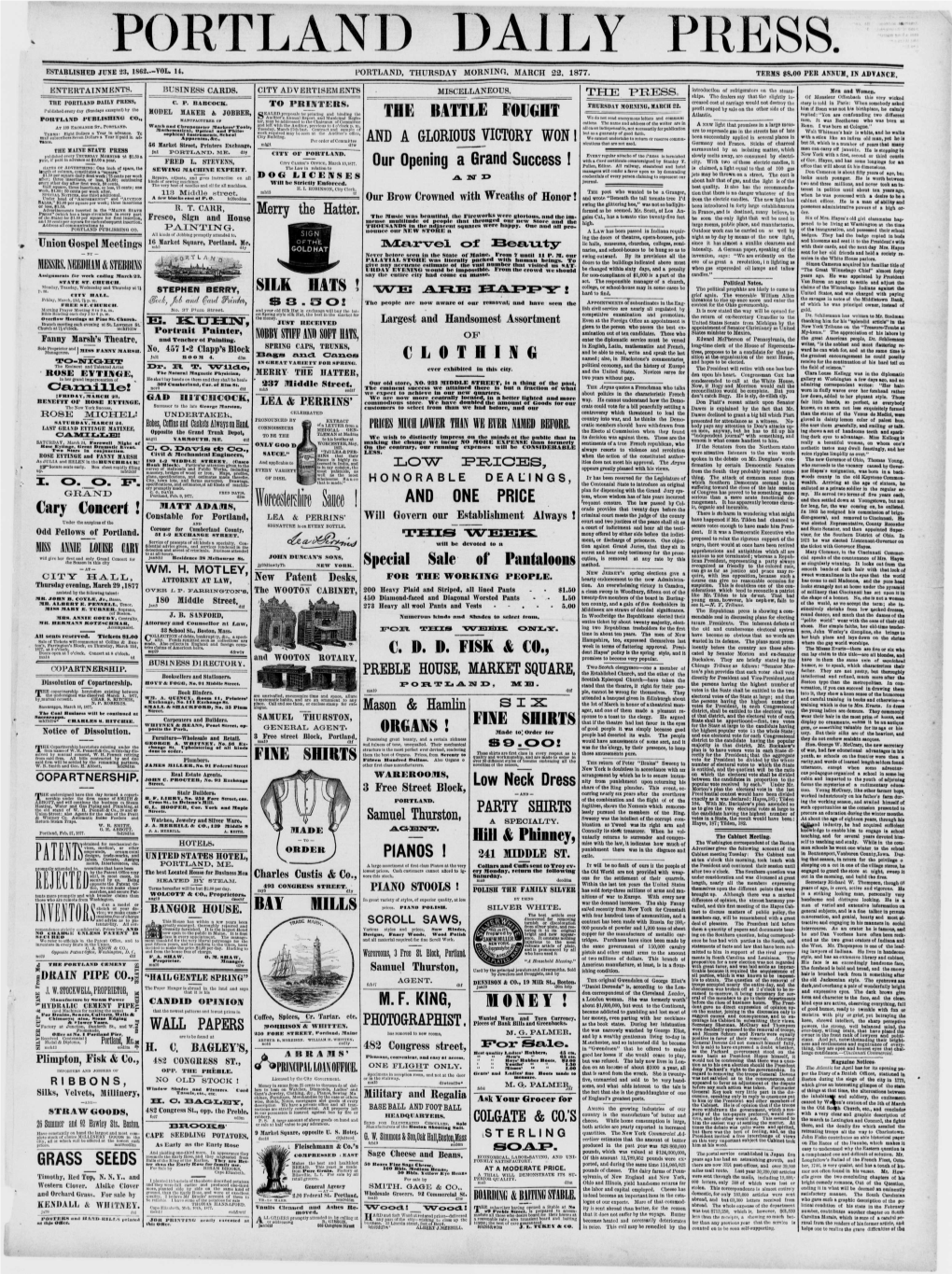 Portland Daily Press: March 22, 1877