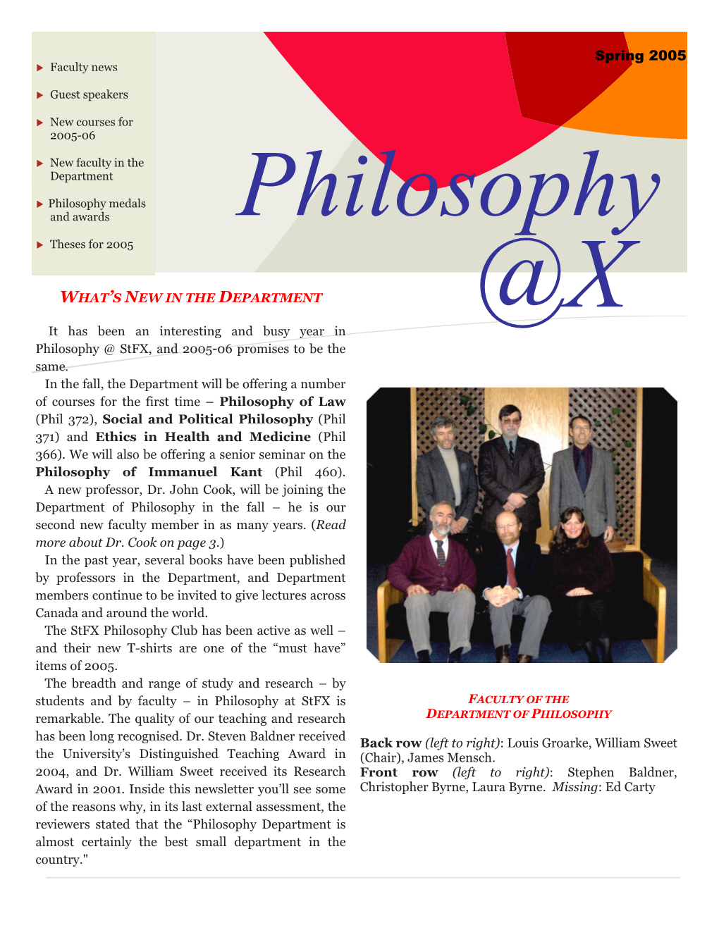 Spring 2005 � Faculty News