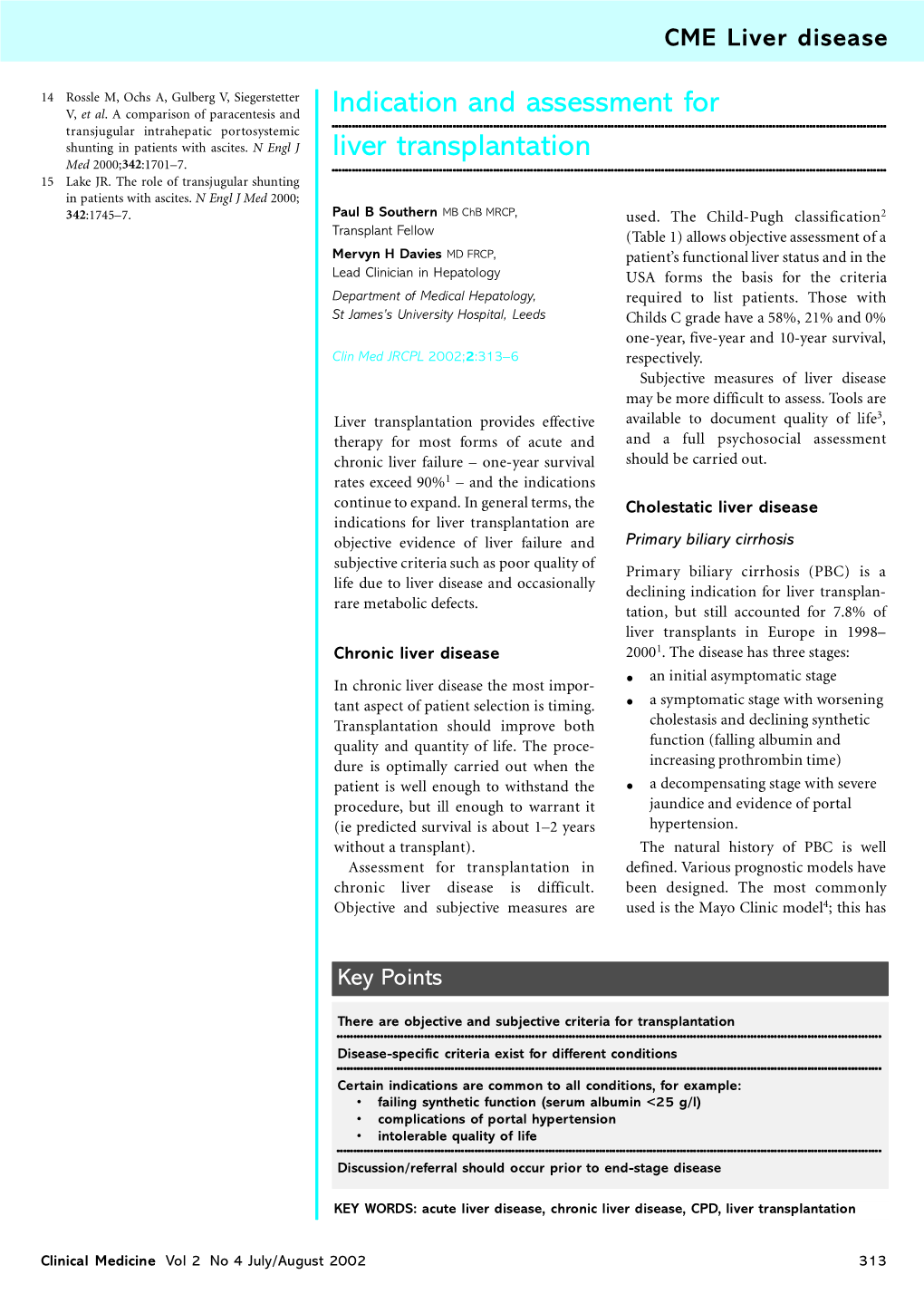 Indication and Assessment for Liver Transplantation