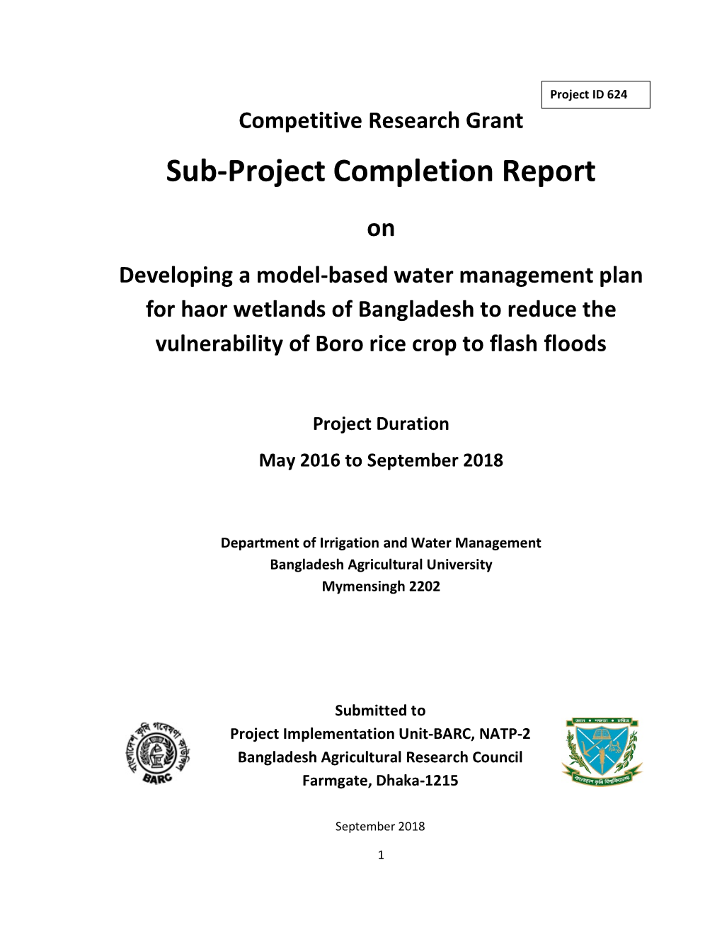 Sub-Project Completion Report