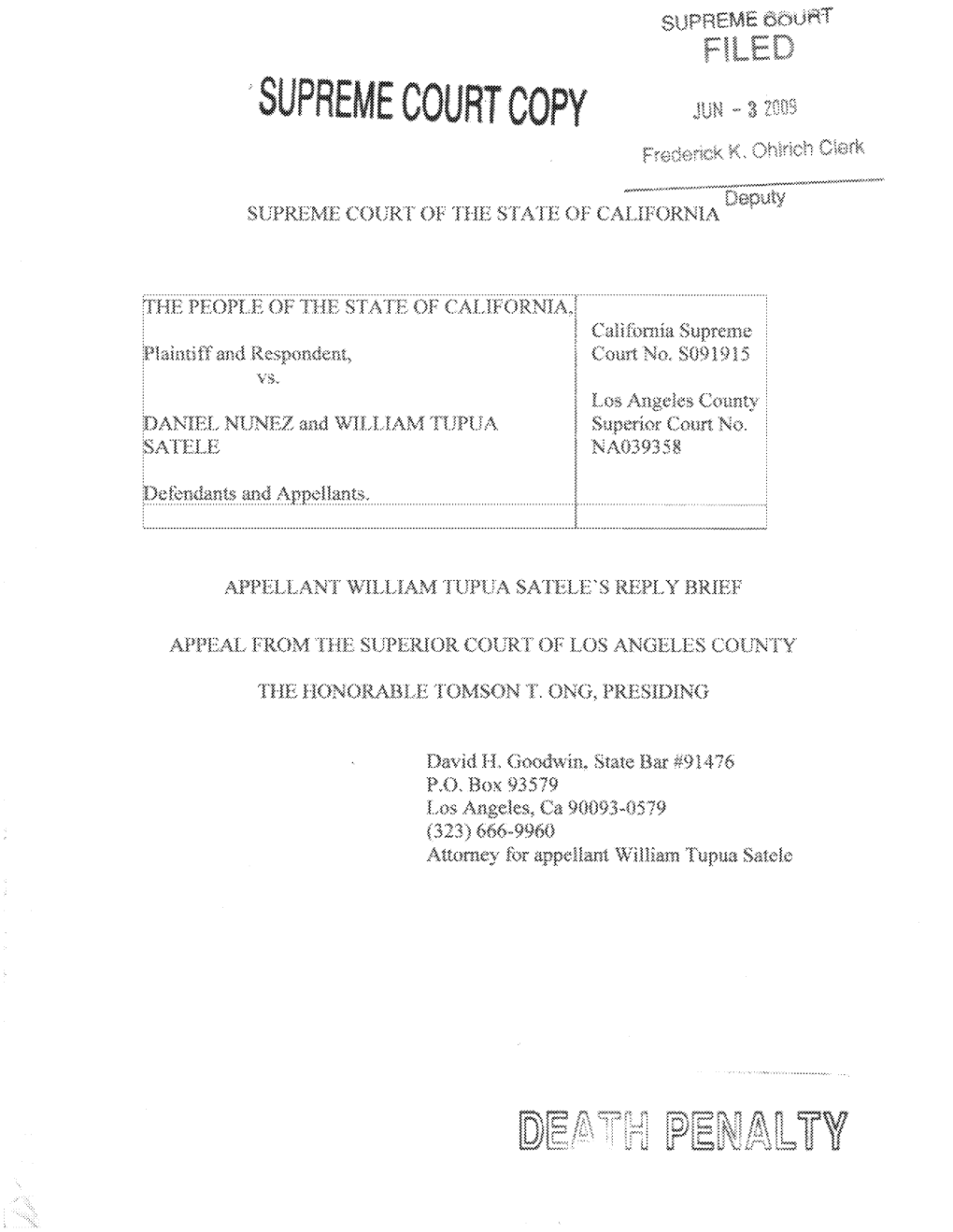 Appellant, William Satele, Reply Brief