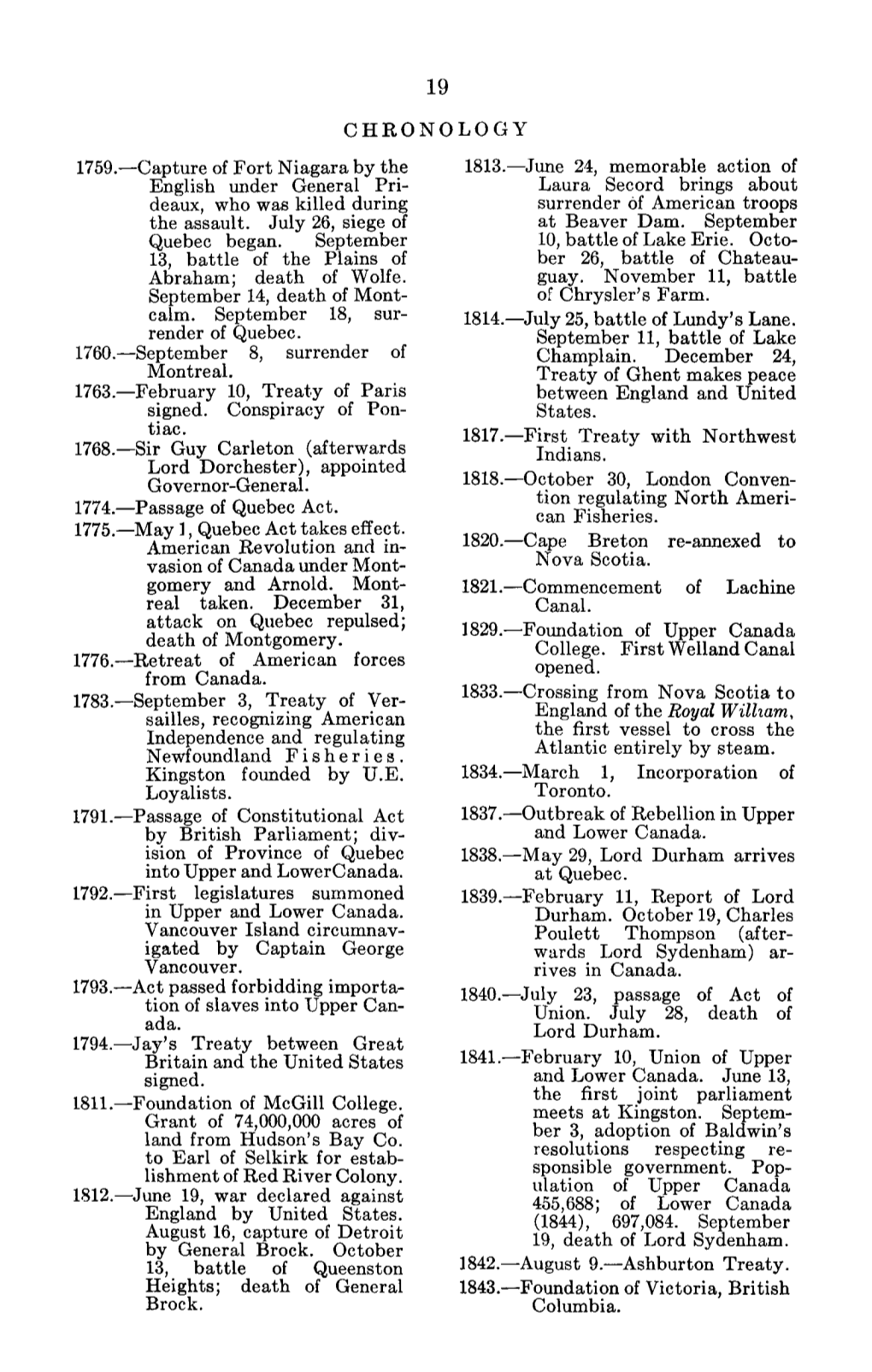 Chronology 1759. 1760, 1763. 1768, 1774, 1775, 1776 1783