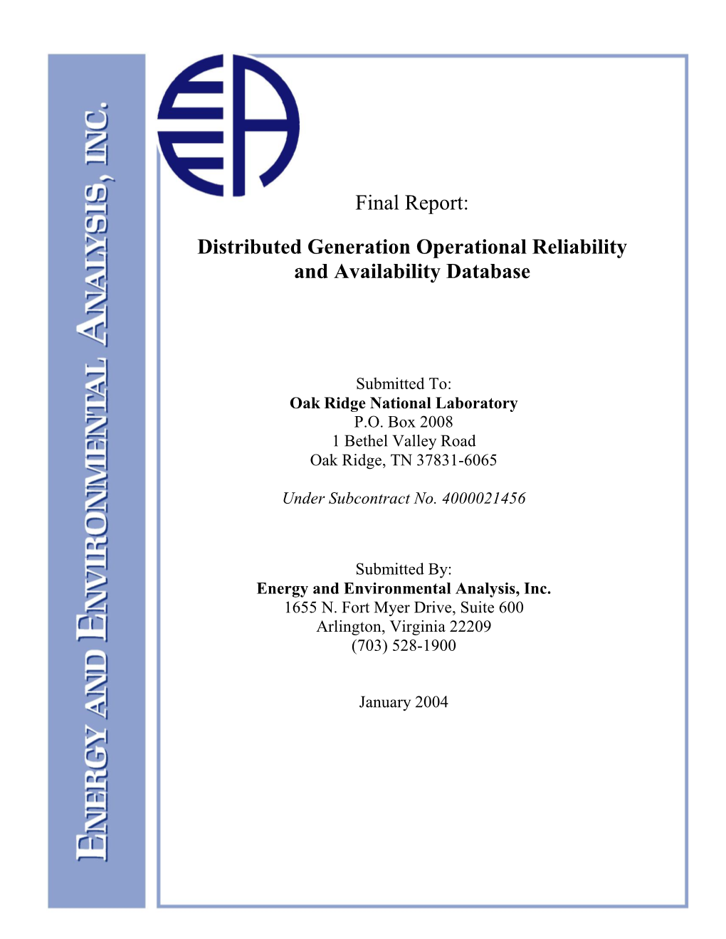 Final ORNL Report Distributed Generation Operational Reliability