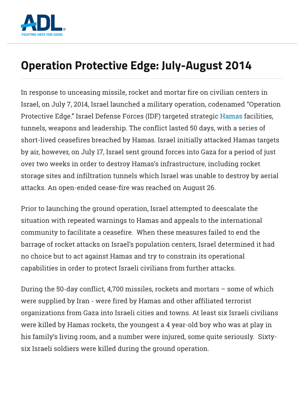 Operation Protective Edge: July-August 2014