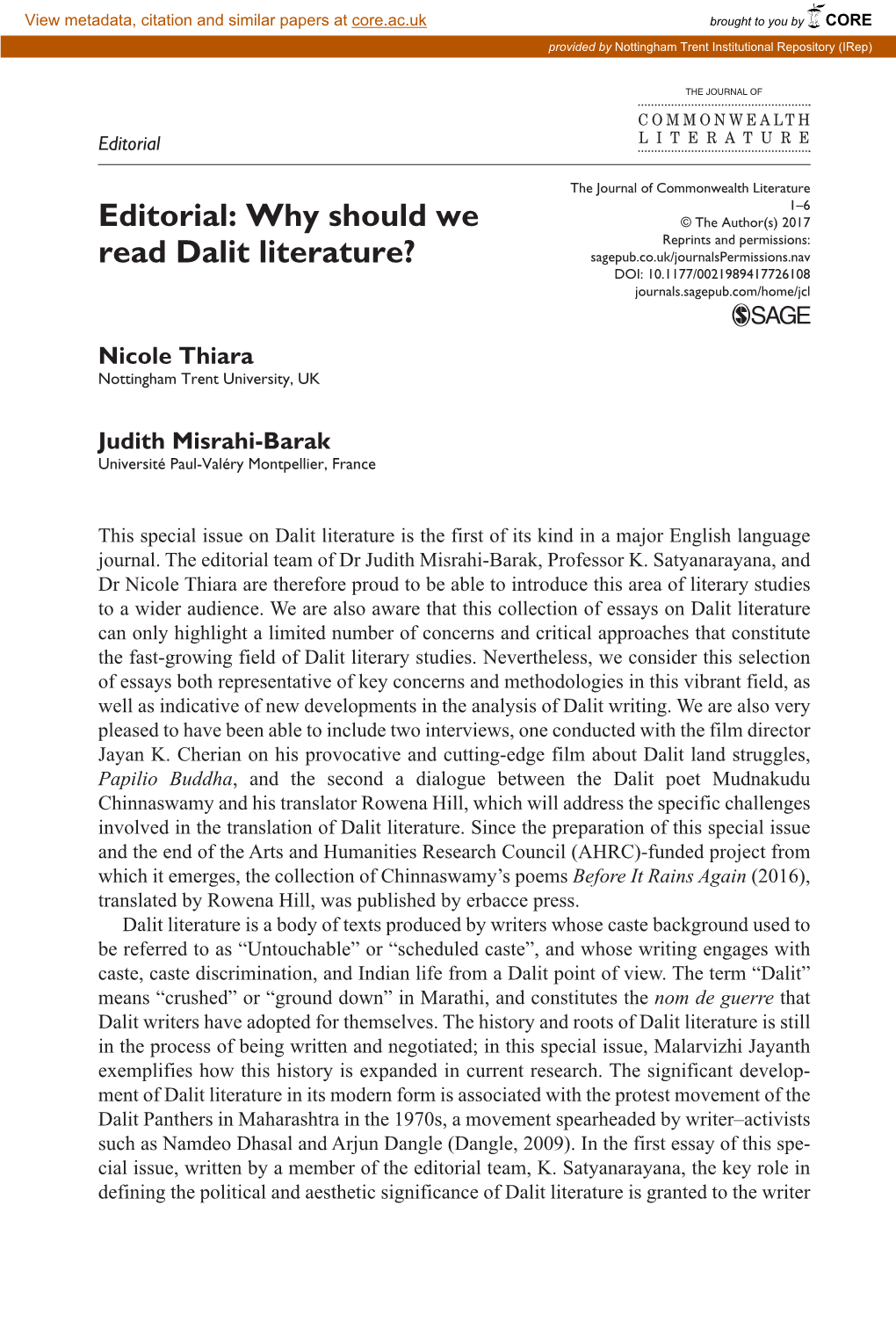 Why Should We Read Dalit Literature?
