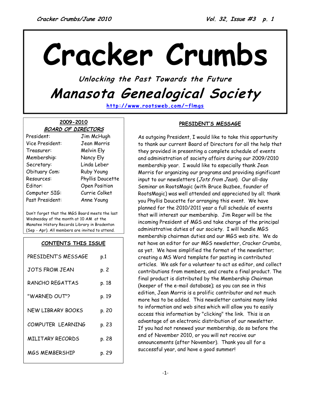 Cracker Crumbs/June 2010 Vol