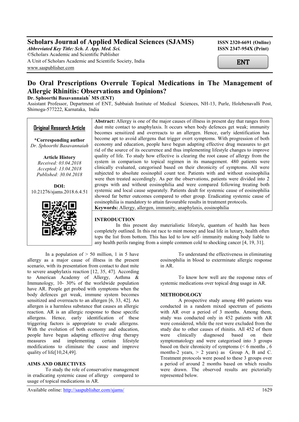 SJAMS) ISSN 2320-6691 (Online) Abbreviated Key Title: Sch