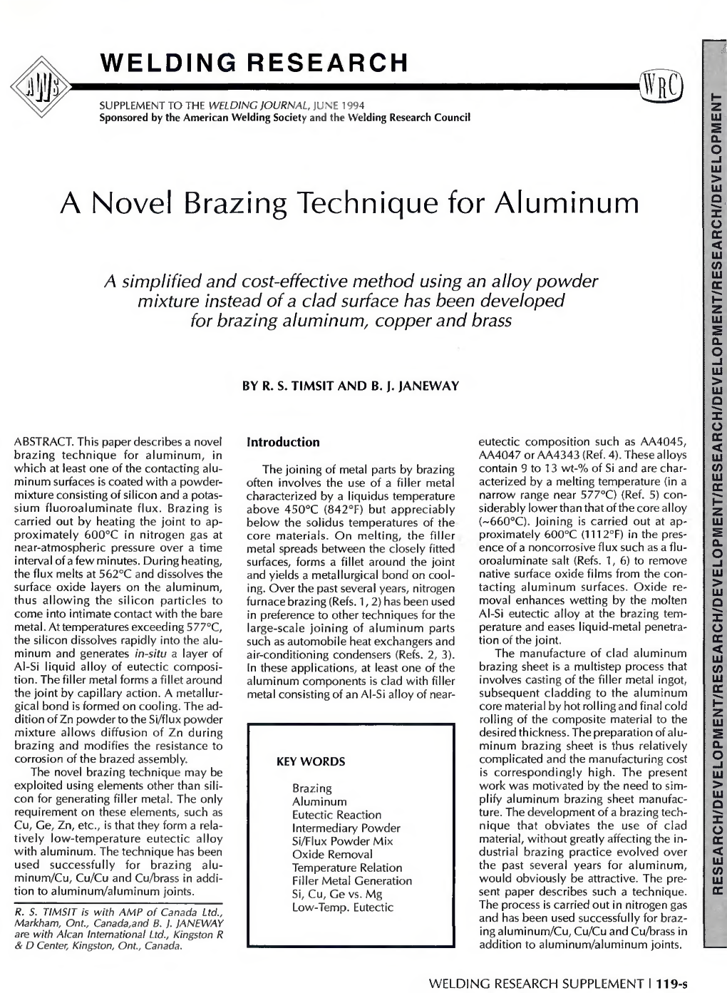 A Novel Brazing Technique for Aluminum