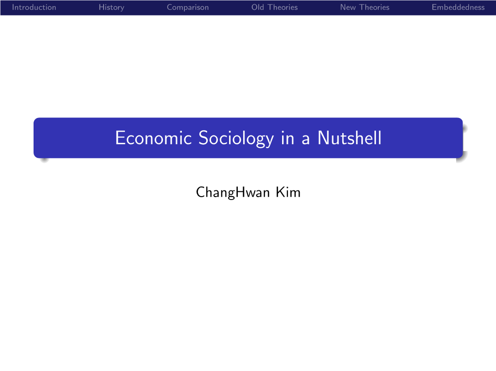 Economic Sociology in a Nutshell