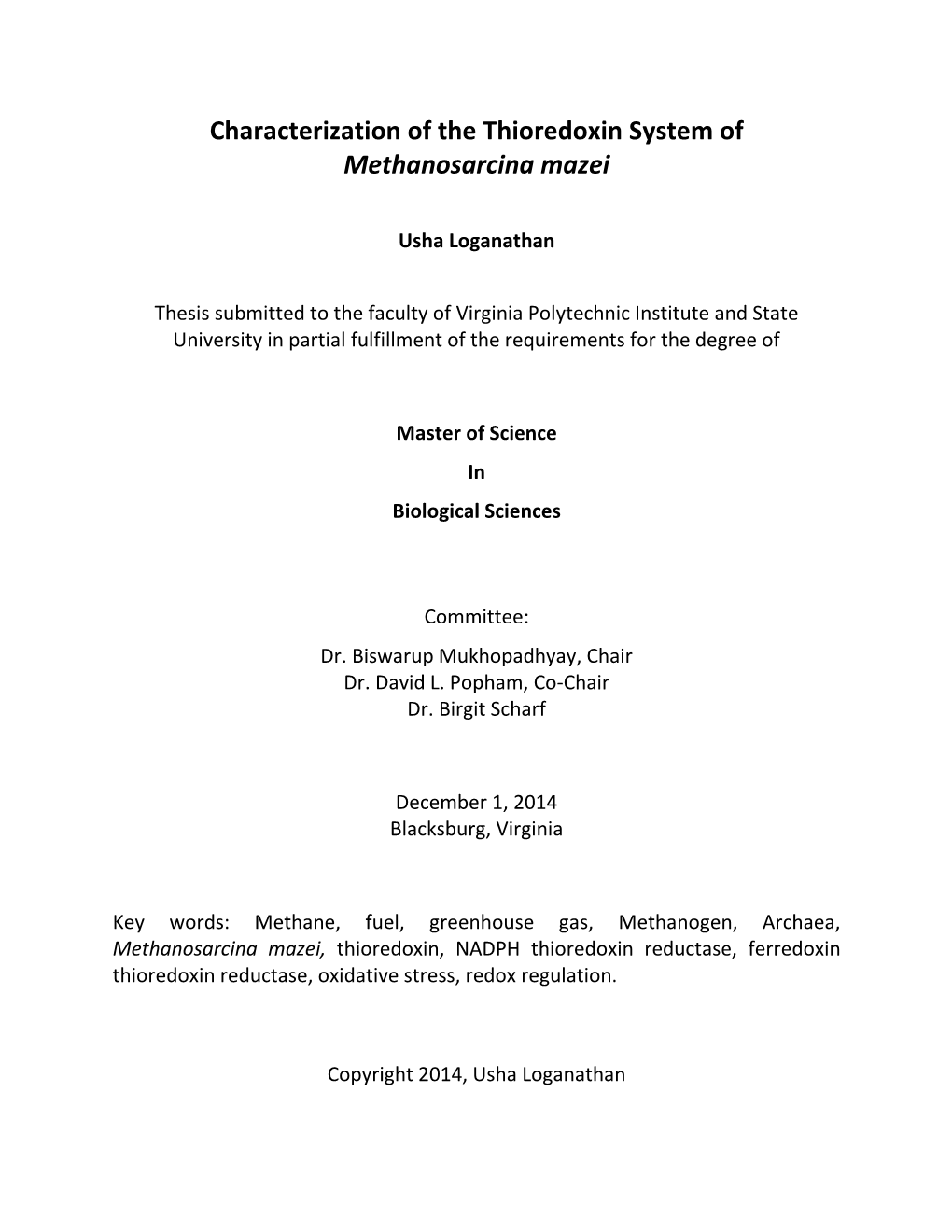 Characterization of the Thioredoxin System of Methanosarcina Mazei