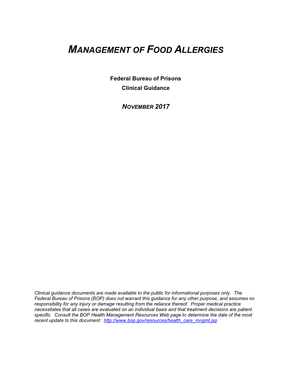 Management of Food Allergies