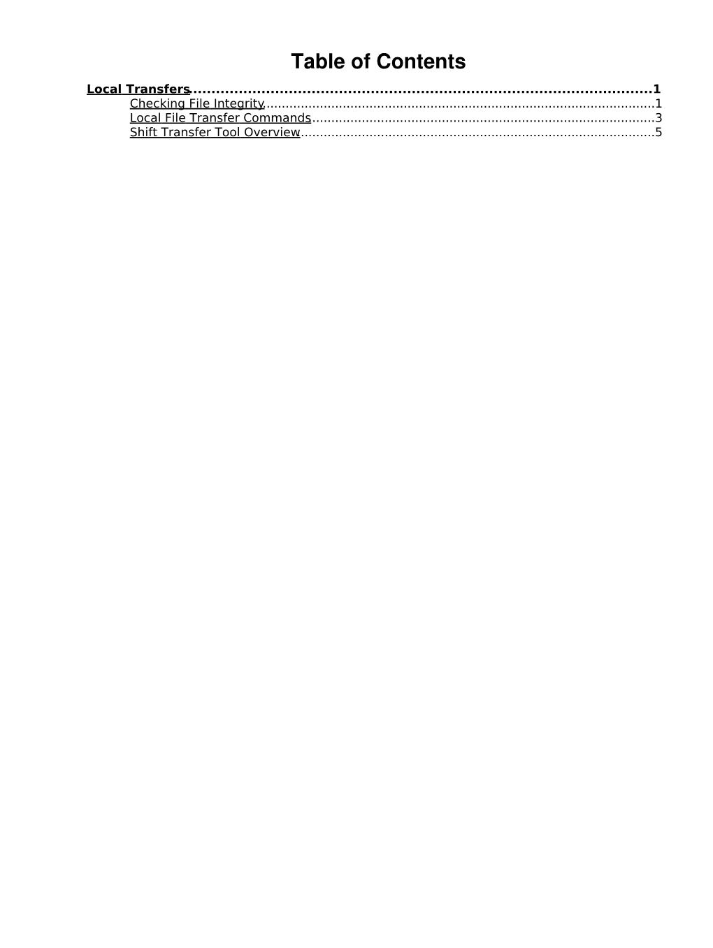 Table of Contents Local Transfers