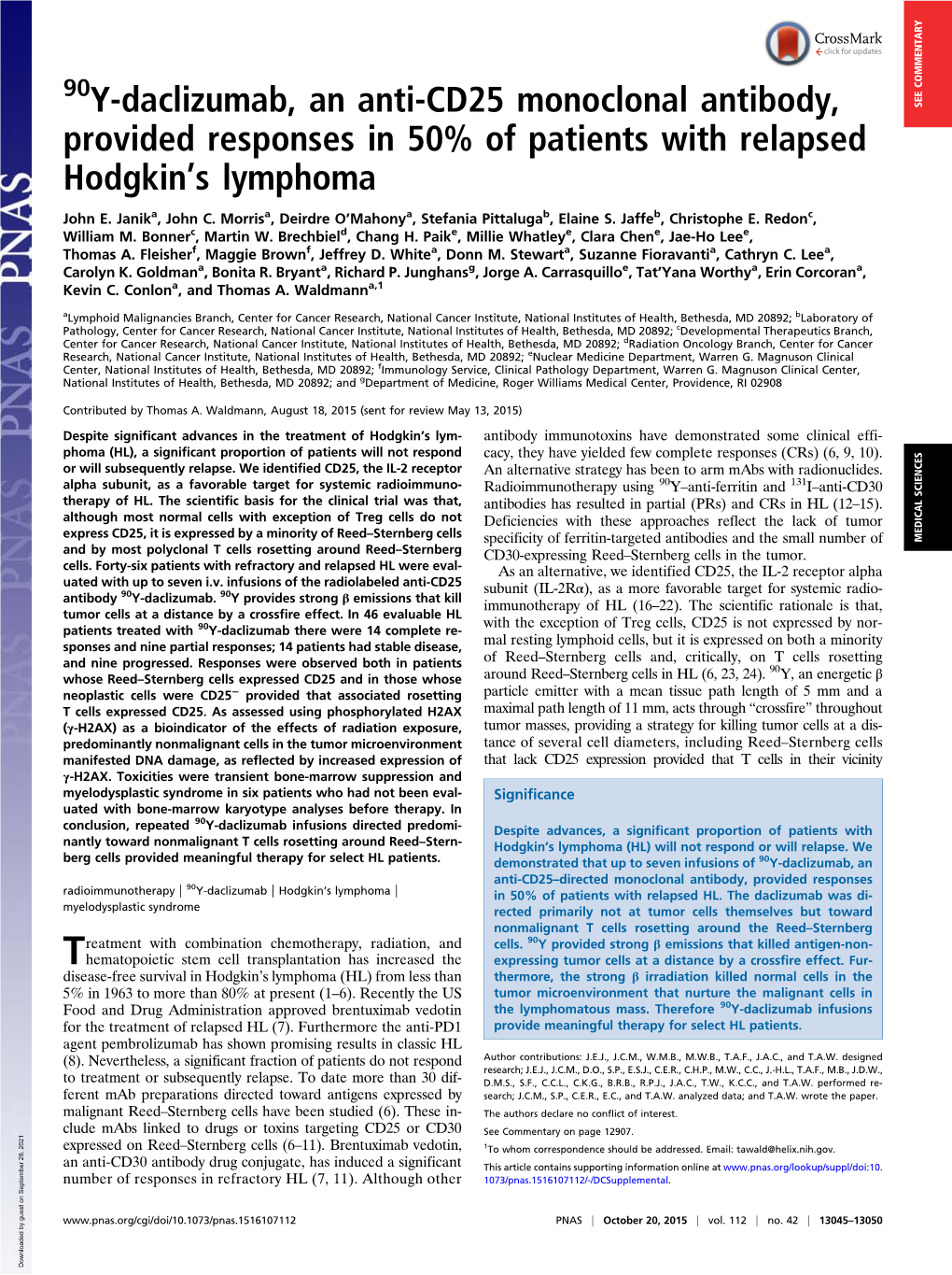 Y-Daclizumab, an Anti-CD25 Monoclonal Antibody, Provided