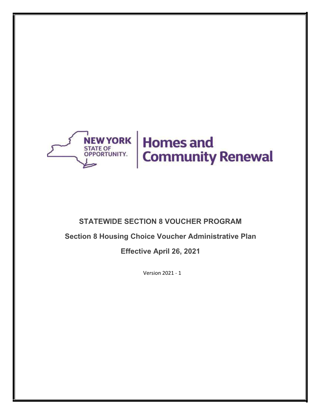 Section 8 Housing Choice Voucher Administrative Plan