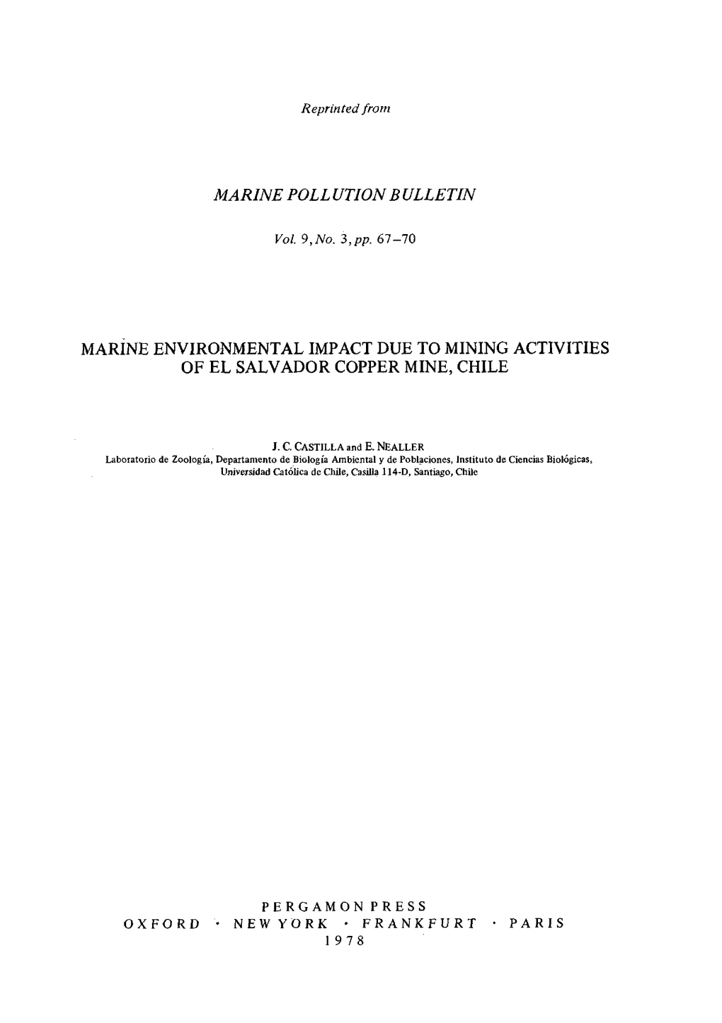 Pollutionbulletin Marine Environmental Impact Due