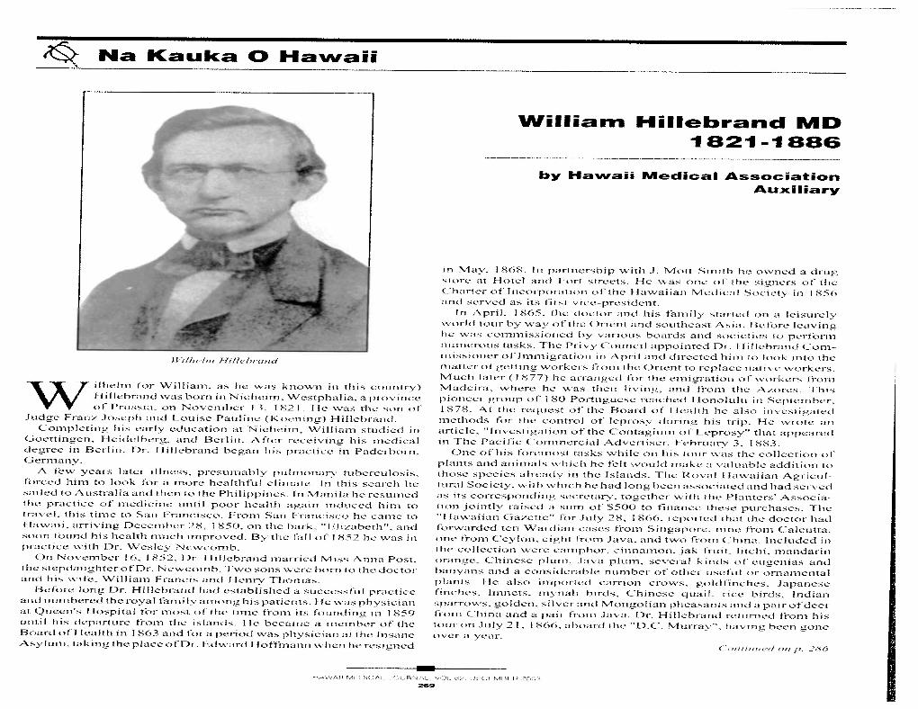 Na Kauka 0 Hawaii William Hillebrand MD 18211886