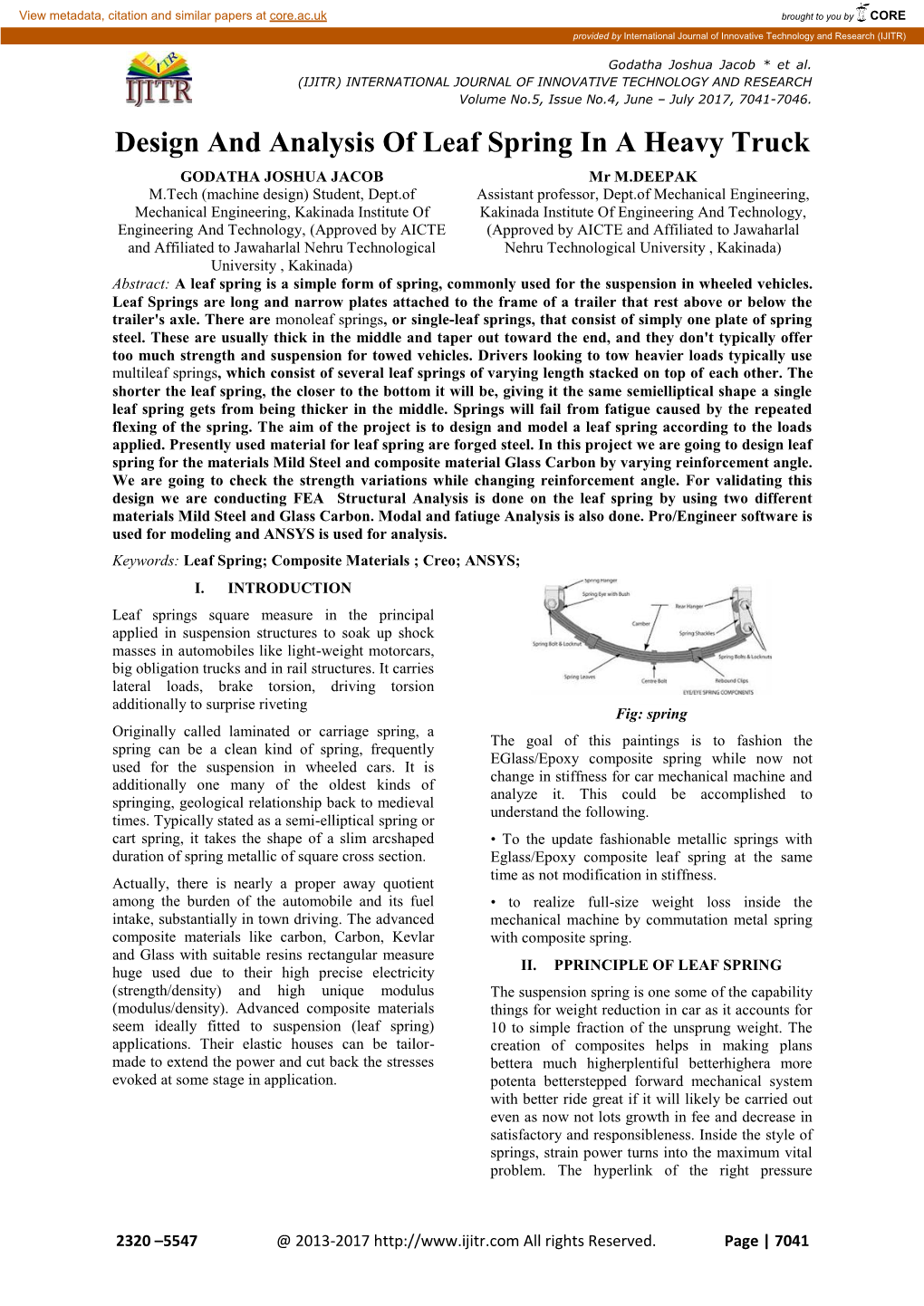 Design and Analysis of Leaf Spring in a Heavy Truck