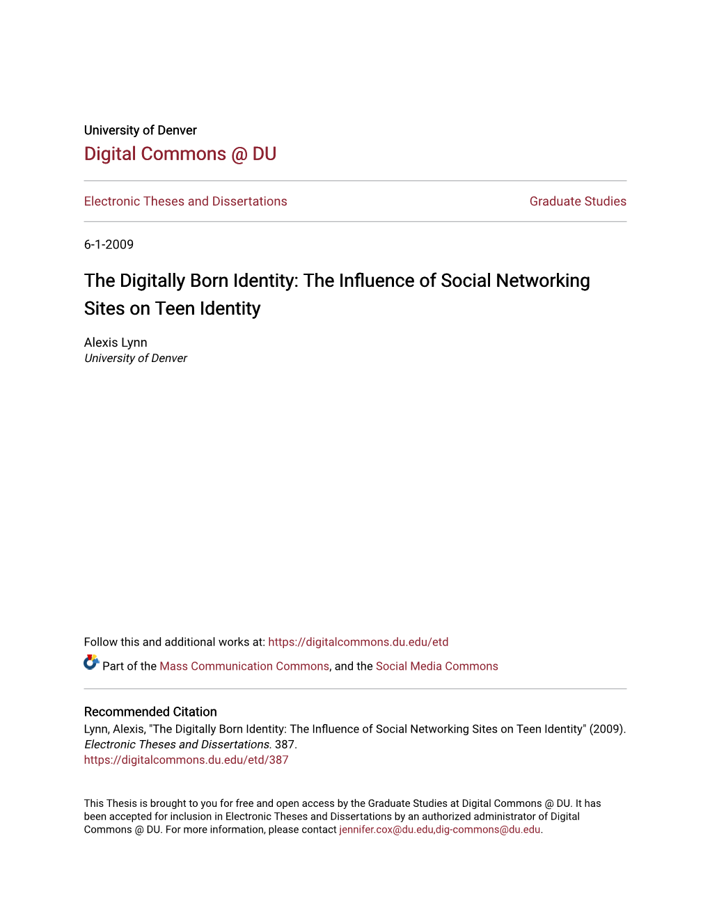 The Influence of Social Networking Sites on Teen Identity