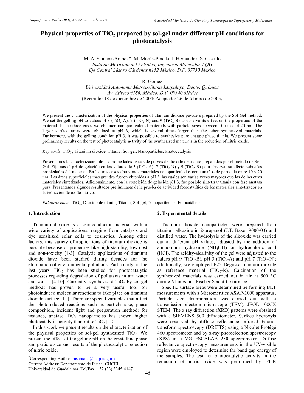 Physical Properties of Tio2 Prepared by Sol-Gel Under Different Ph Conditions for Photocatalysis