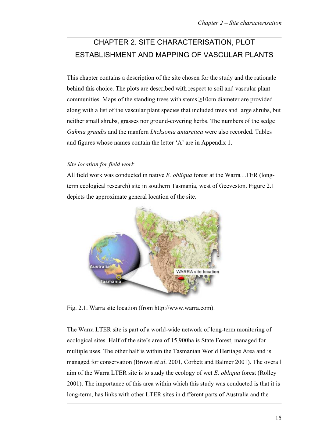 Chapter 2. Site Characterisation, Plot Establishment and Mapping of Vascular Plants