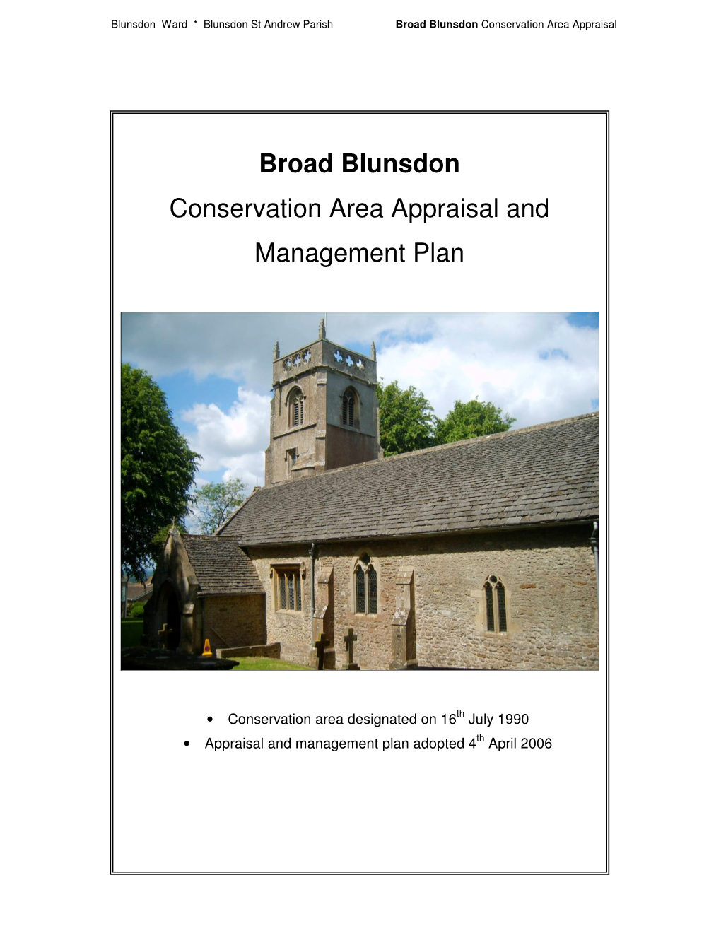 Broad Blunsdon Conservation Area Appraisal