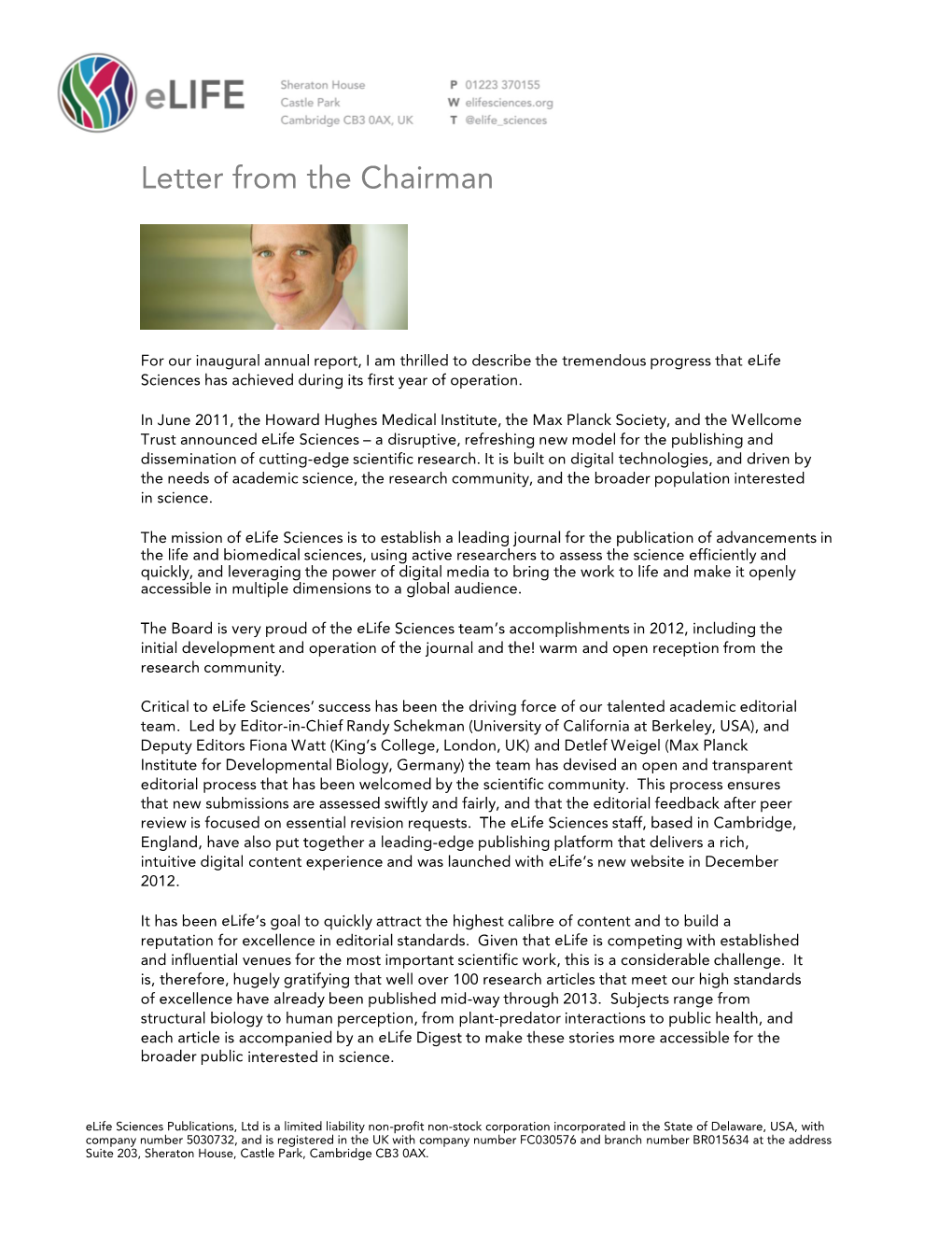 Letter from the Chairman