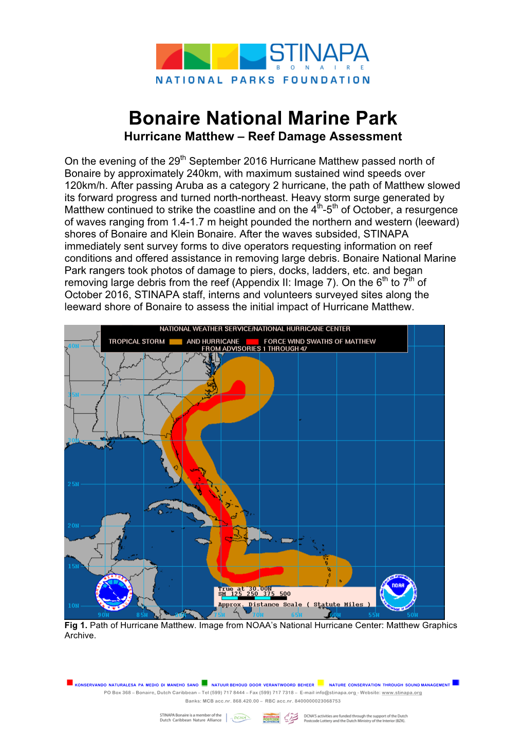 Bonaire National Marine Park Hurricane Matthew – Reef Damage Assessment