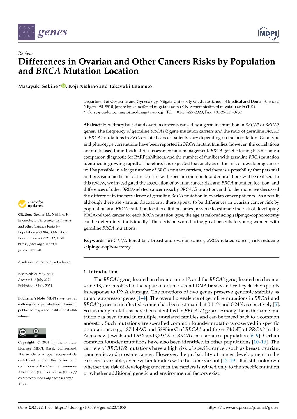 Differences in Ovarian and Other Cancers Risks by Population and BRCA Mutation Location