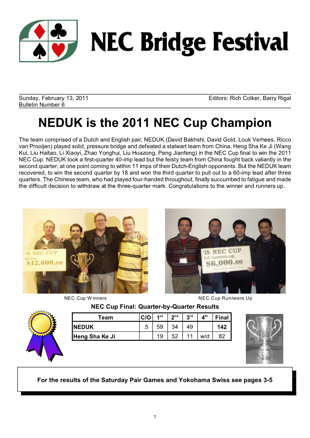 NEDUK Is the 2011 NEC Cup Champion