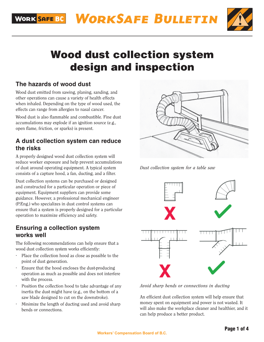 Wood Dust Collection System Design and Inspection