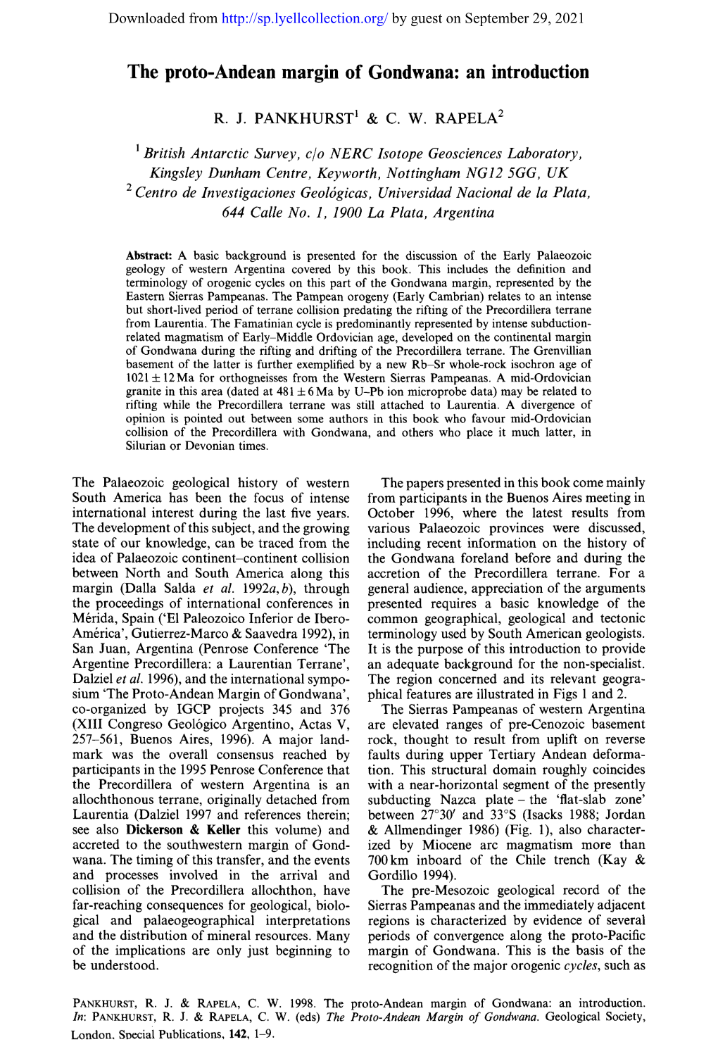 The Proto-Andean Margin of Gondwana: an Introduction