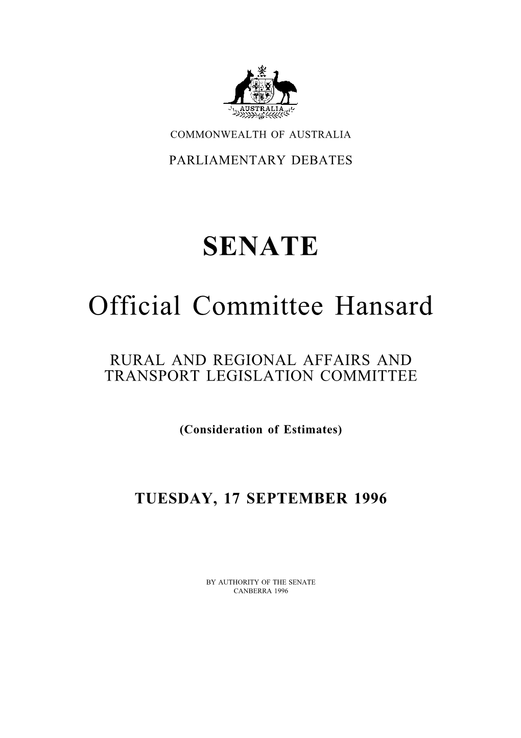 SENATE Official Committee Hansard