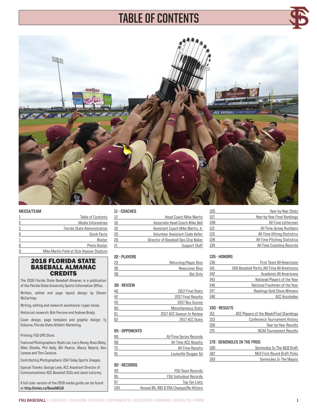 Fsu Baseball | Coaches | Players | Review | Opponents | Records | Honors | Results | Pros 1 Media Information