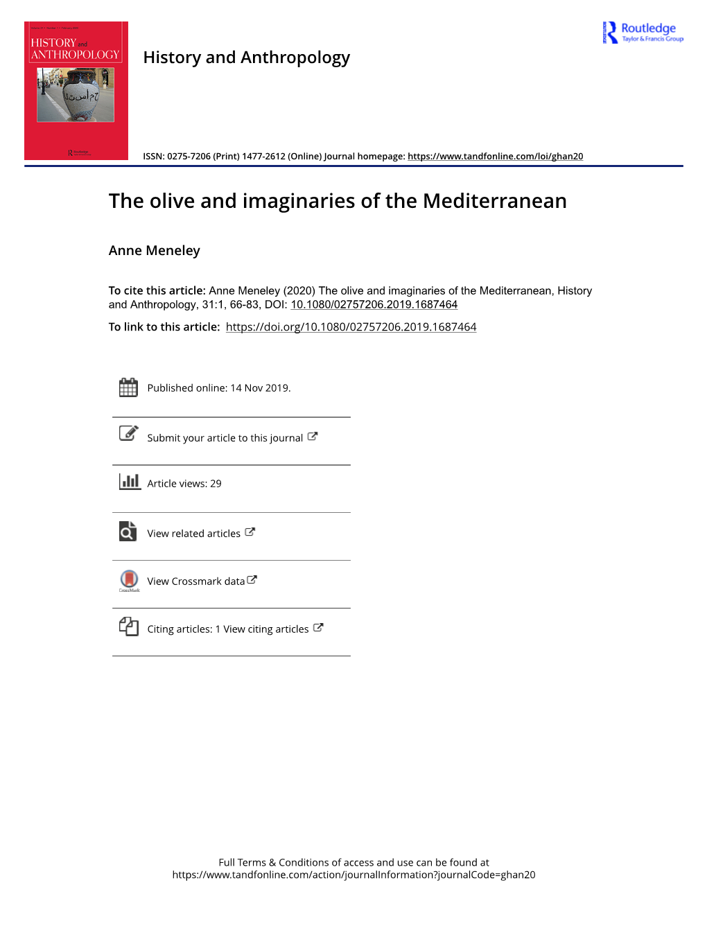 The Olive and Imaginaries of the Mediterranean