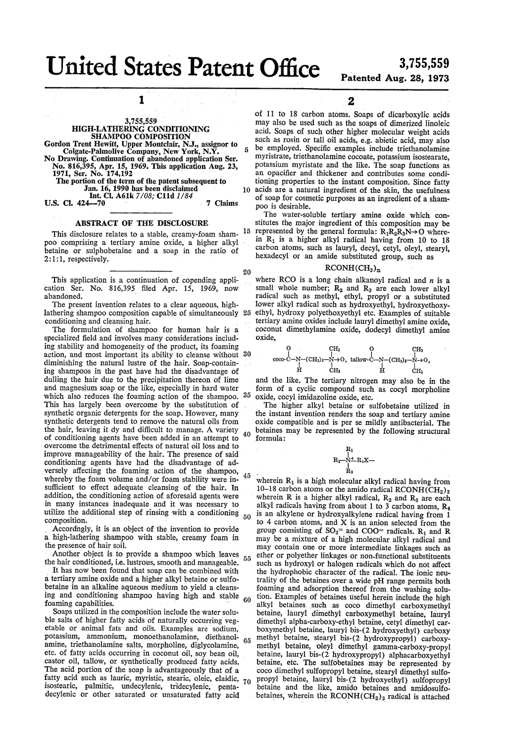 United States Patent Office Patented Aug