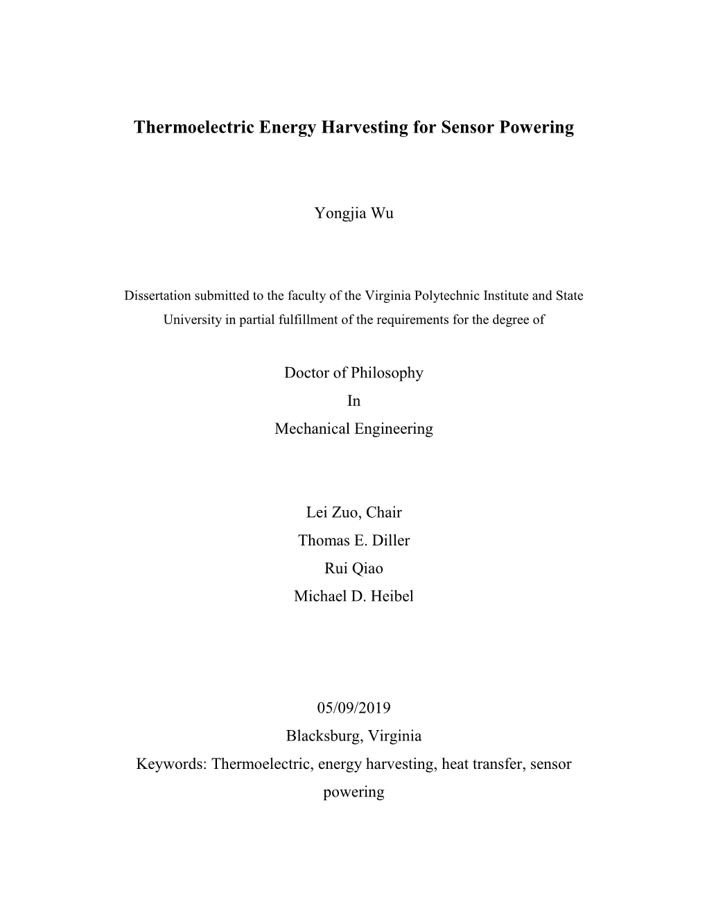 Thermoelectric Energy Harvesting for Sensor Powering