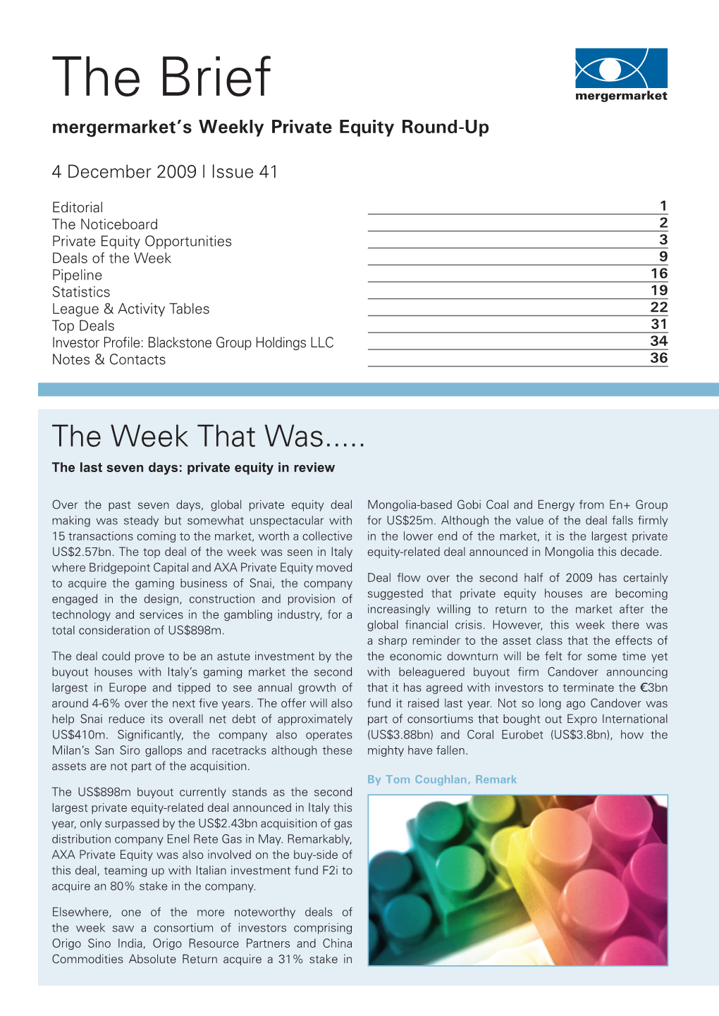 The Brief Mergermarket’S Weekly Private Equity Round-Up