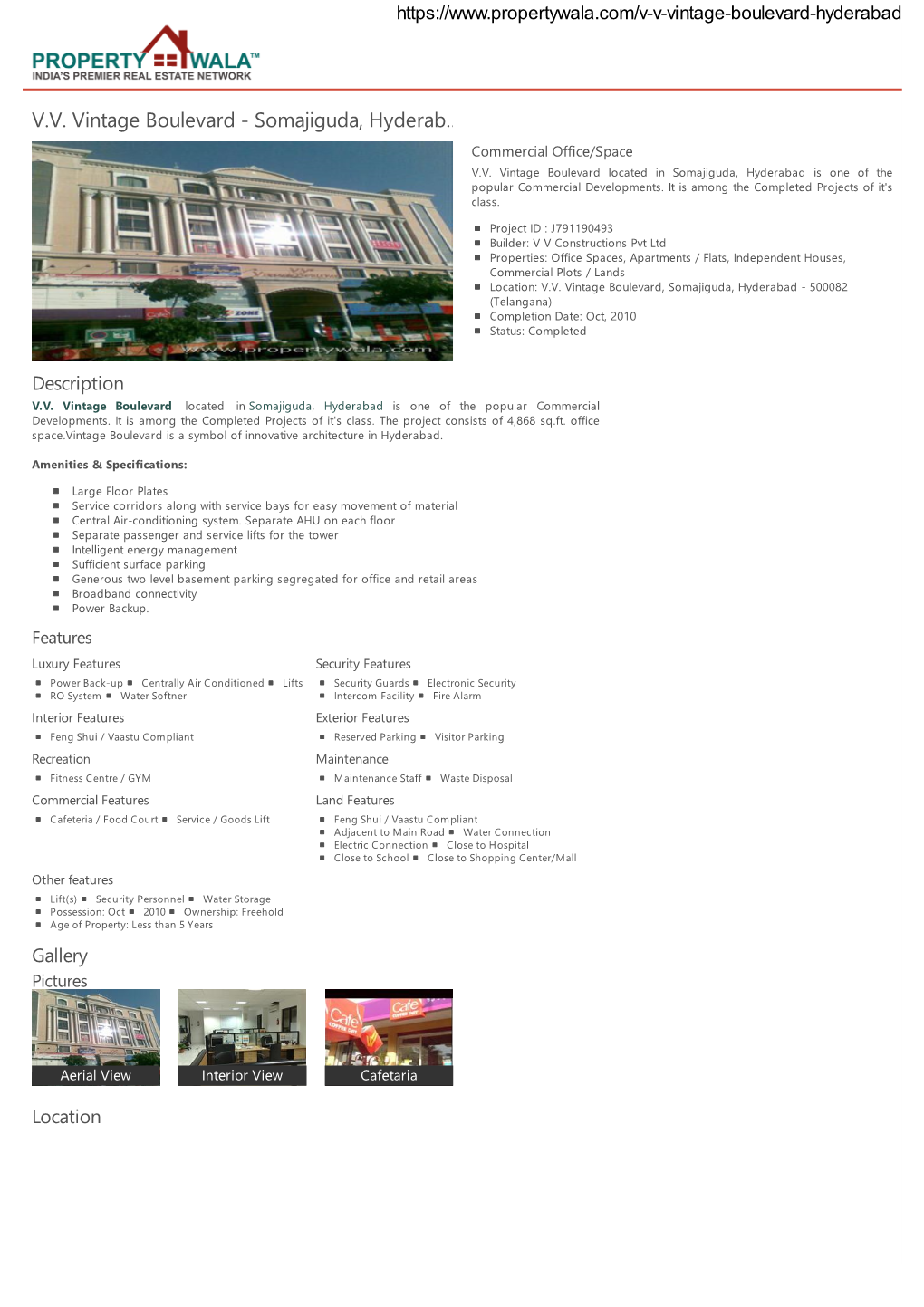 V.V. Vintage Boulevard - Somajiguda, Hyderab… Commercial Office/Space V.V