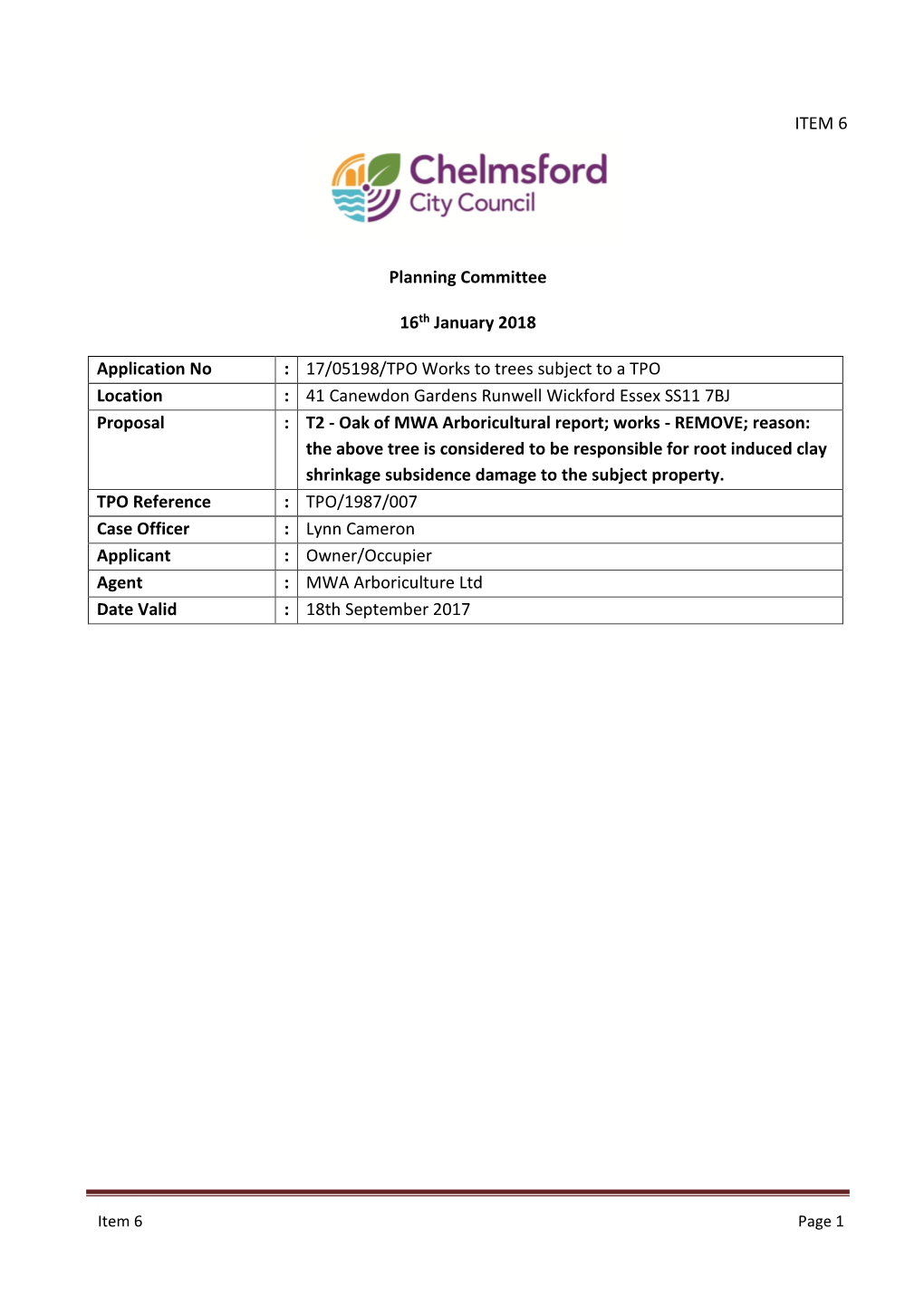 ITEM 6 Planning Committee 16Th January