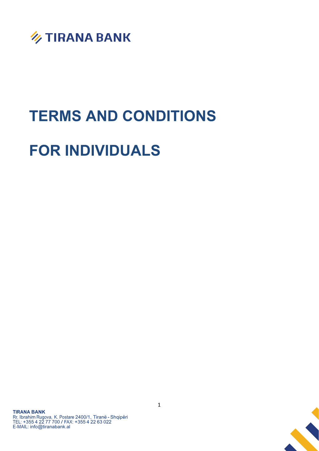 Terms and Conditions for Individuals